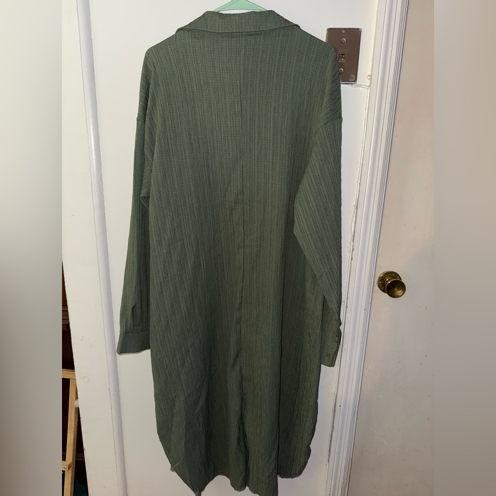 SHEIN Olive Textured Shirt Dress - Picture 5 of 8